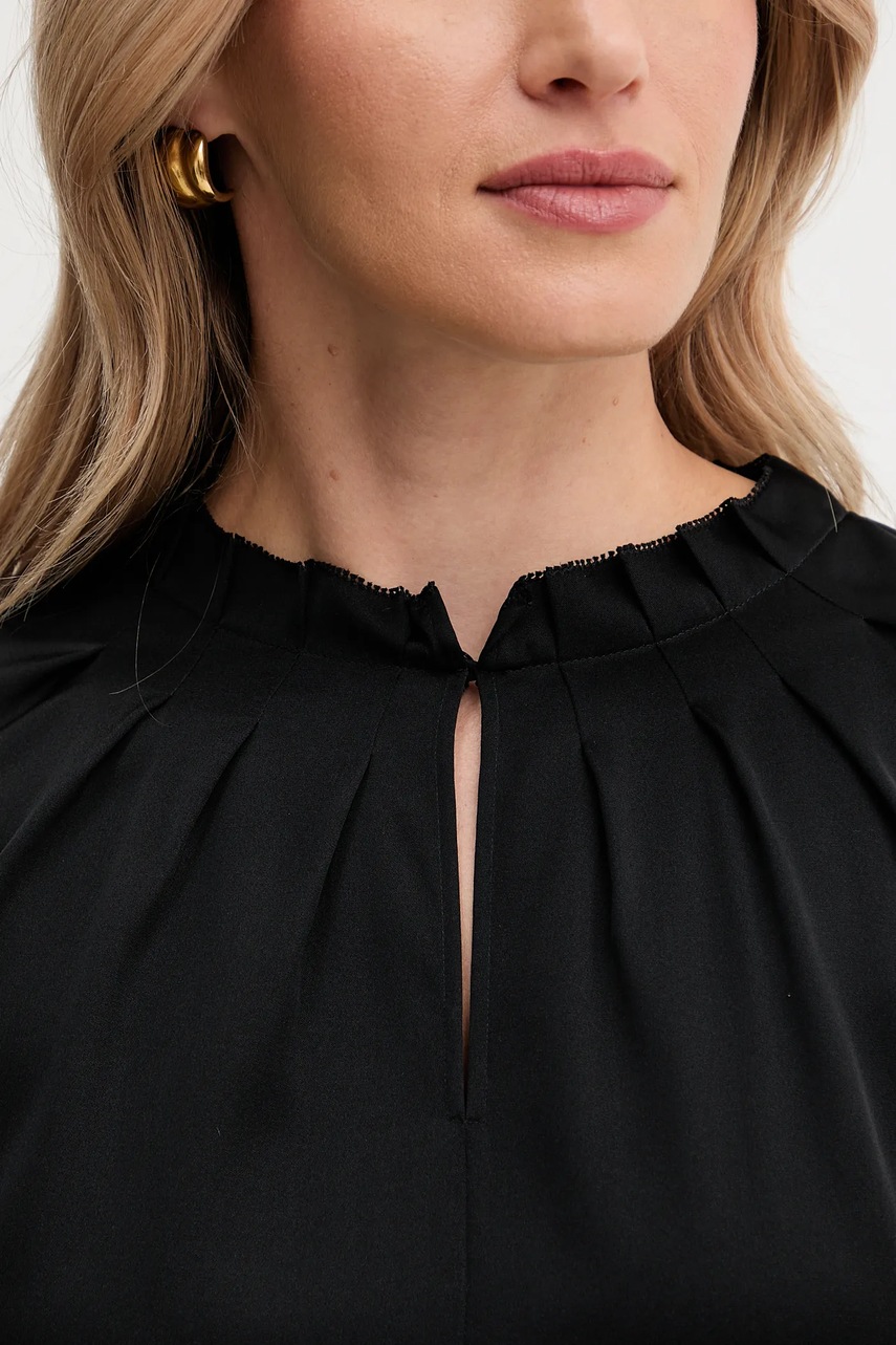 Μεταξωτή μπλούζα BOSS γυναικεία, χρώμα: μαύρο, 50548224 φωτογραφία