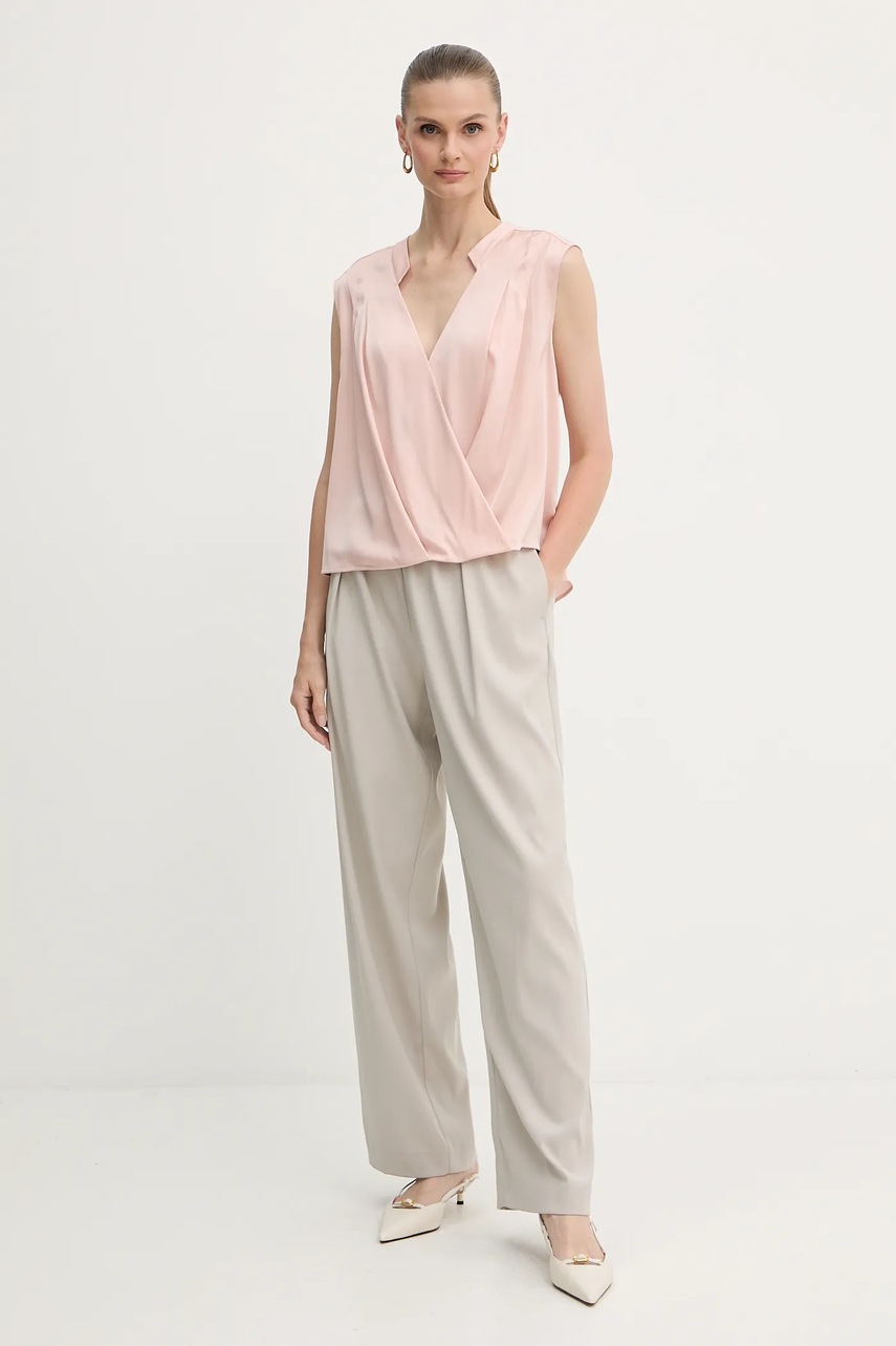 Шёлковая блузка BOSS цвет фиолетовый однотонная 50548238