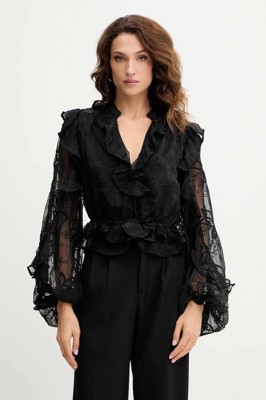Bardot bluză culoarea alb, cu imprimeu, 59896TB2