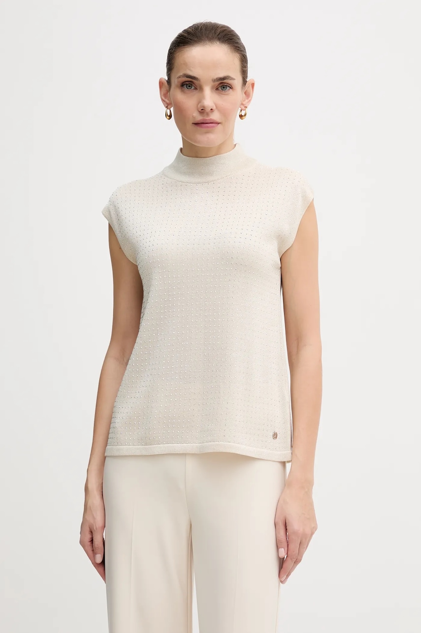 Joseph Ribkoff vestă culoarea bej, light, cu turtleneck, 254935