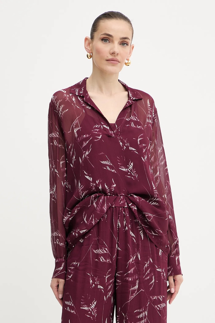 Levně Halenka Armani Exchange dámská, vínová barva, vzorovaná, XW001019 AF12051