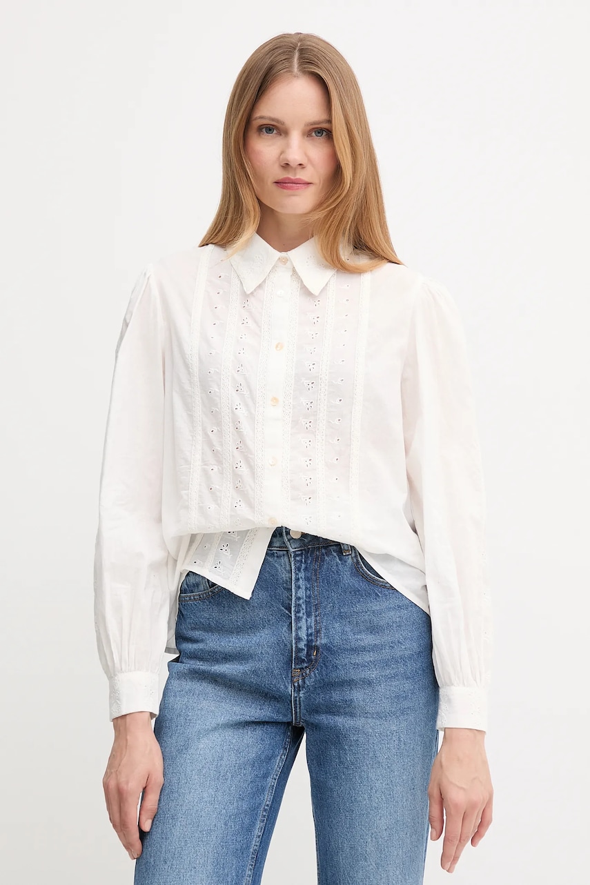 Hoss Intropia cămașă din bumbac culoarea alb, cu guler clasic, regular, 6282672