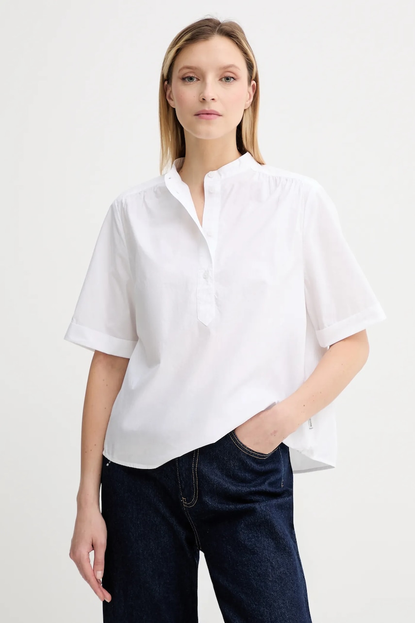 Marc O'Polo bluză din bumbac culoarea alb, uni, 5000006442