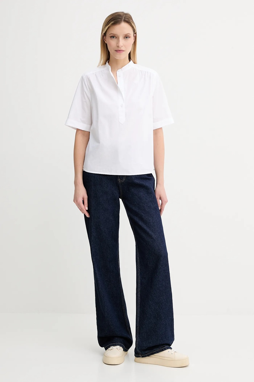 Хлопковая блузка Marc OPolo цвет белый однотонная 5000006442