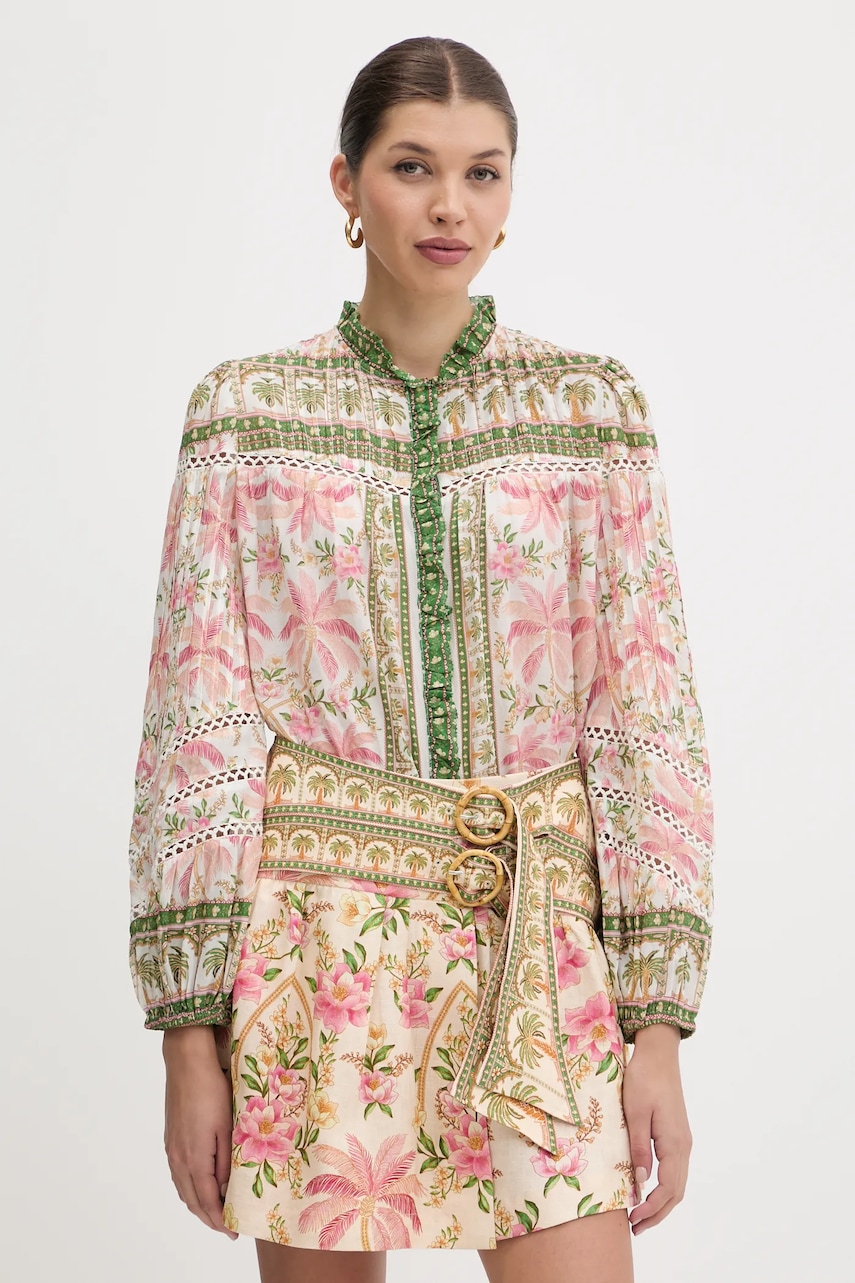 Farm Rio cămașă din bumbac culoarea roz, regular, 336452