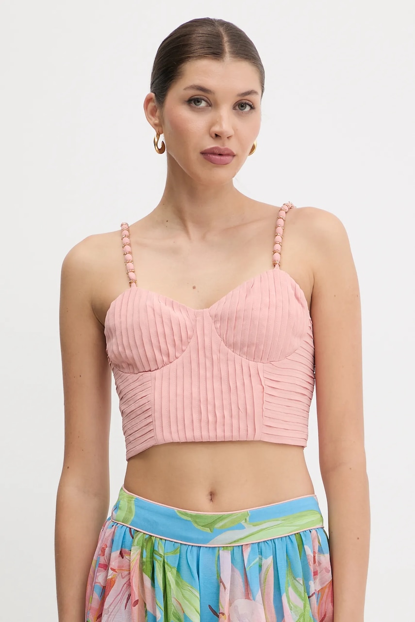 Farm Rio bluză culoarea roz, uni, 342186