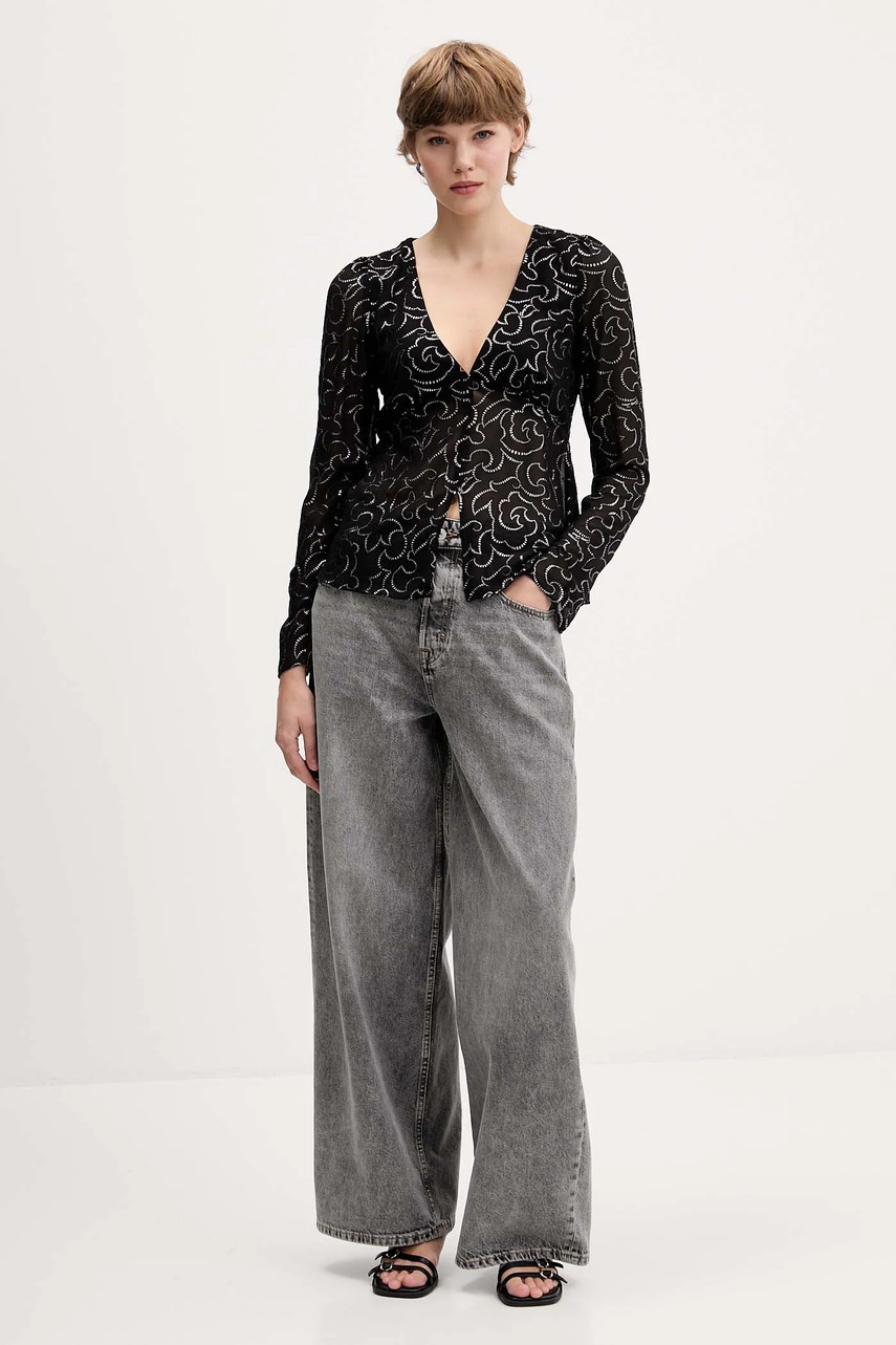 Блузка Tommy Jeans цвет чёрный узор DW0DW21459