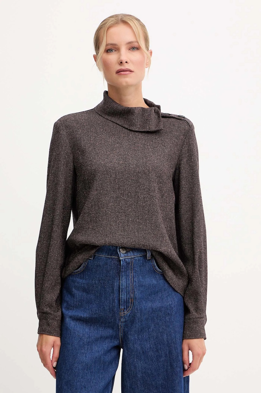 Halenka Patrizia Pepe dámská, hnědá barva, hladká, 2C1657 A646