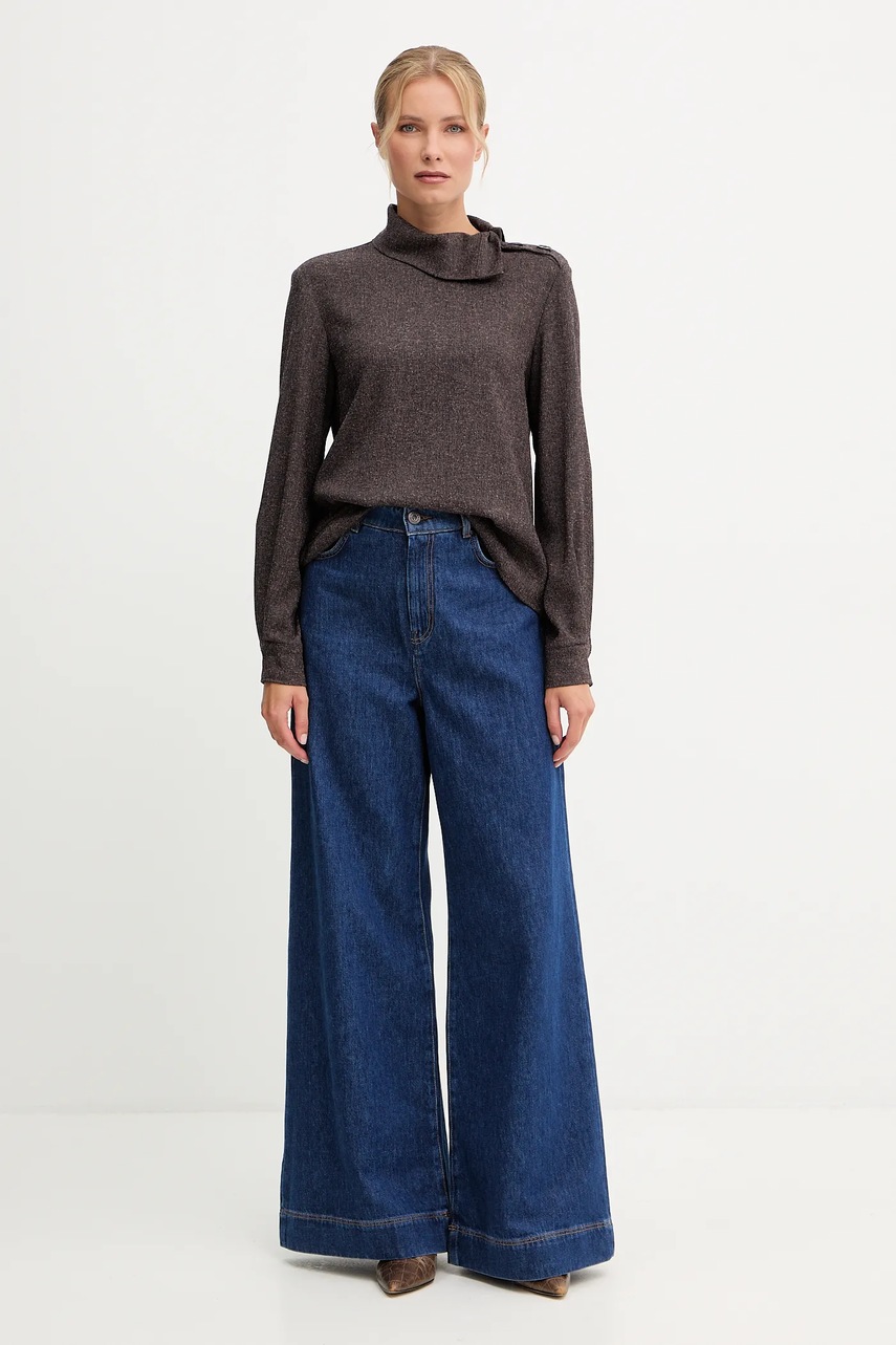 Блузка Patrizia Pepe цвет коричневый однотонная 2C1657 A646