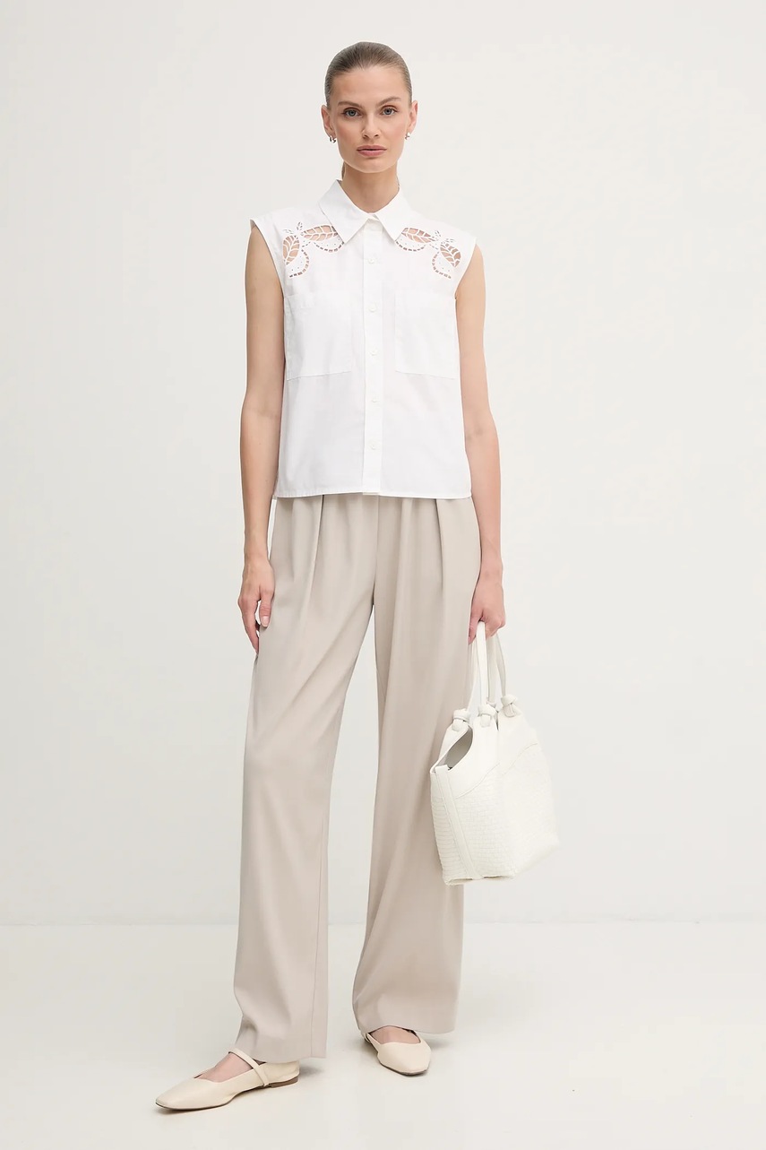 Хлопковая рубашка Dkny цвет белый regular классический воротник P5DM0B45