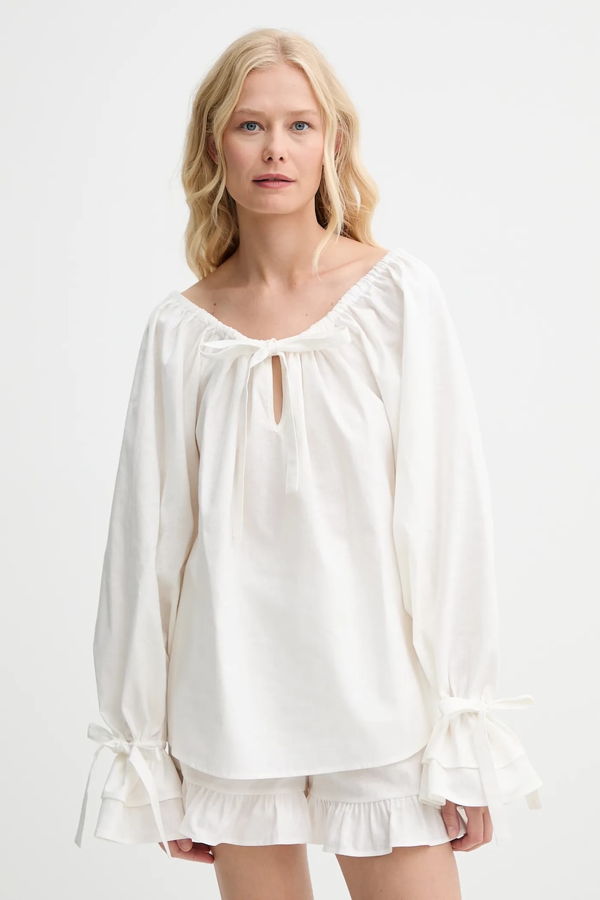 The Sleeper bluză din in culoarea bej, uni, CHBL06P009N