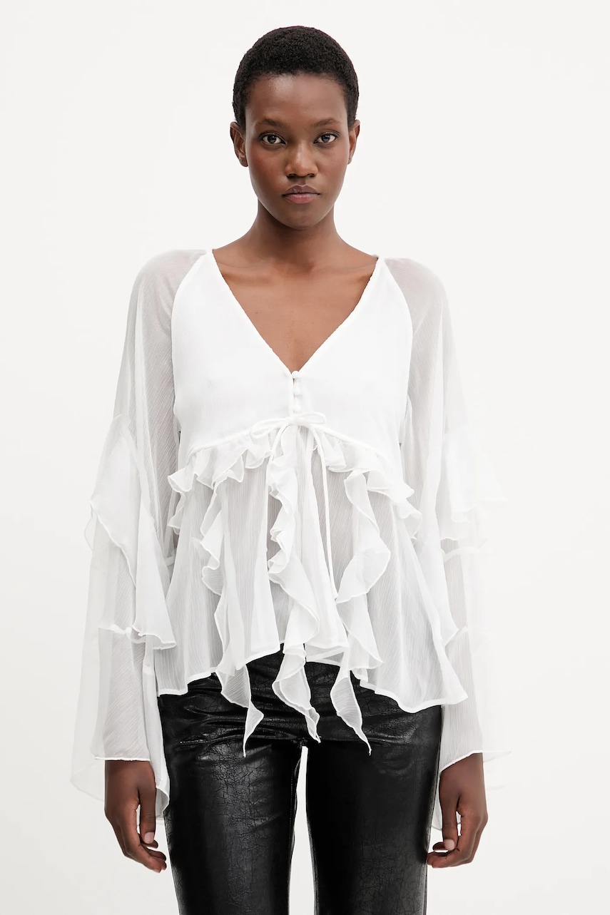 Bardot bluză culoarea alb, uni, 59934TB