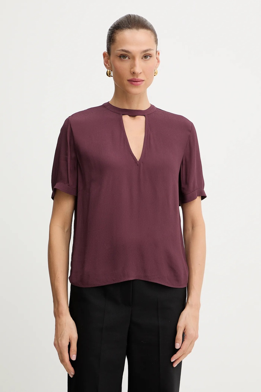 Levně Halenka Twinset dámská, vínová barva, hladká, 252TP2292