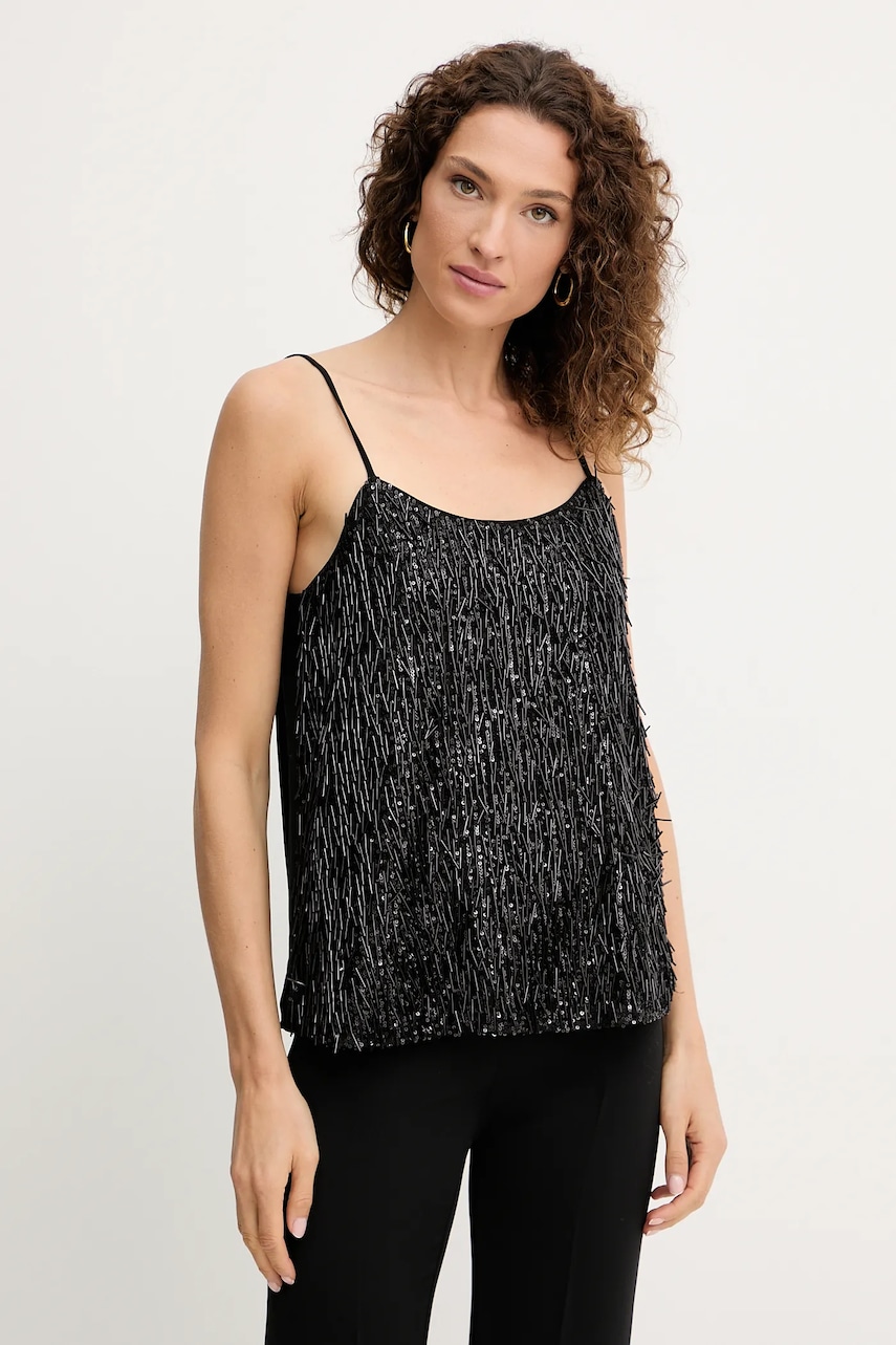 Levně Top Twinset dámský, černá barva, s aplikací, 252TP2371