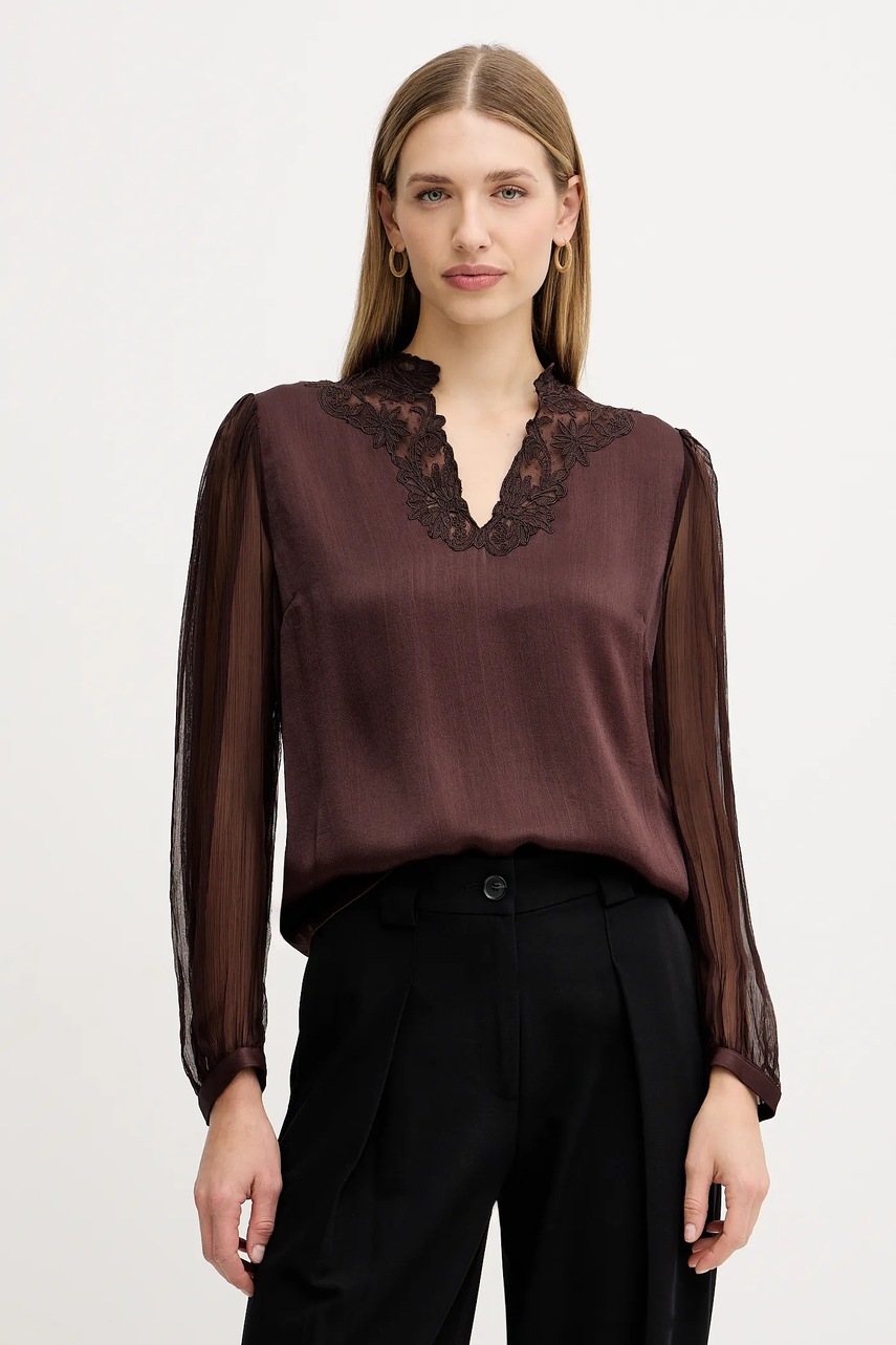 Levně Halenka Twinset dámská, hnědá barva, hladká, 252TT2243