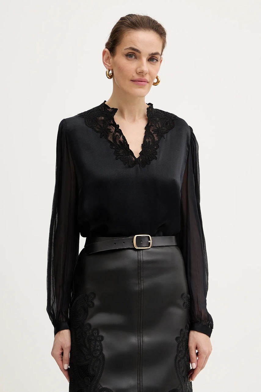 Levně Halenka Twinset dámská, černá barva, hladká, 252TT2243