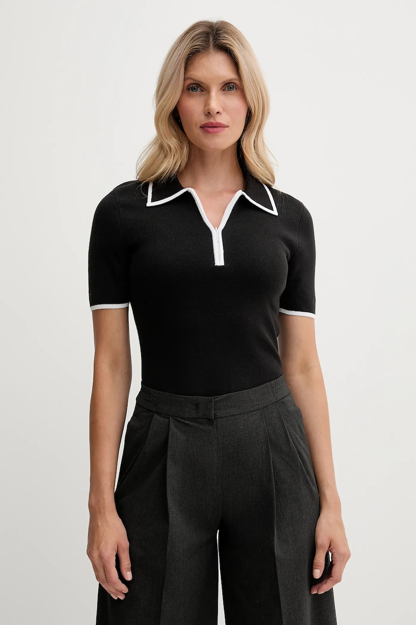 Levně Polo tričko Calvin Klein Jeans dámské, černá barva, LV044D304G