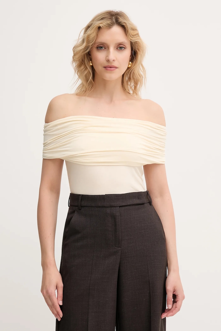 MAX&Co. top culoarea bej, decolteu spaniol, 2526946071200