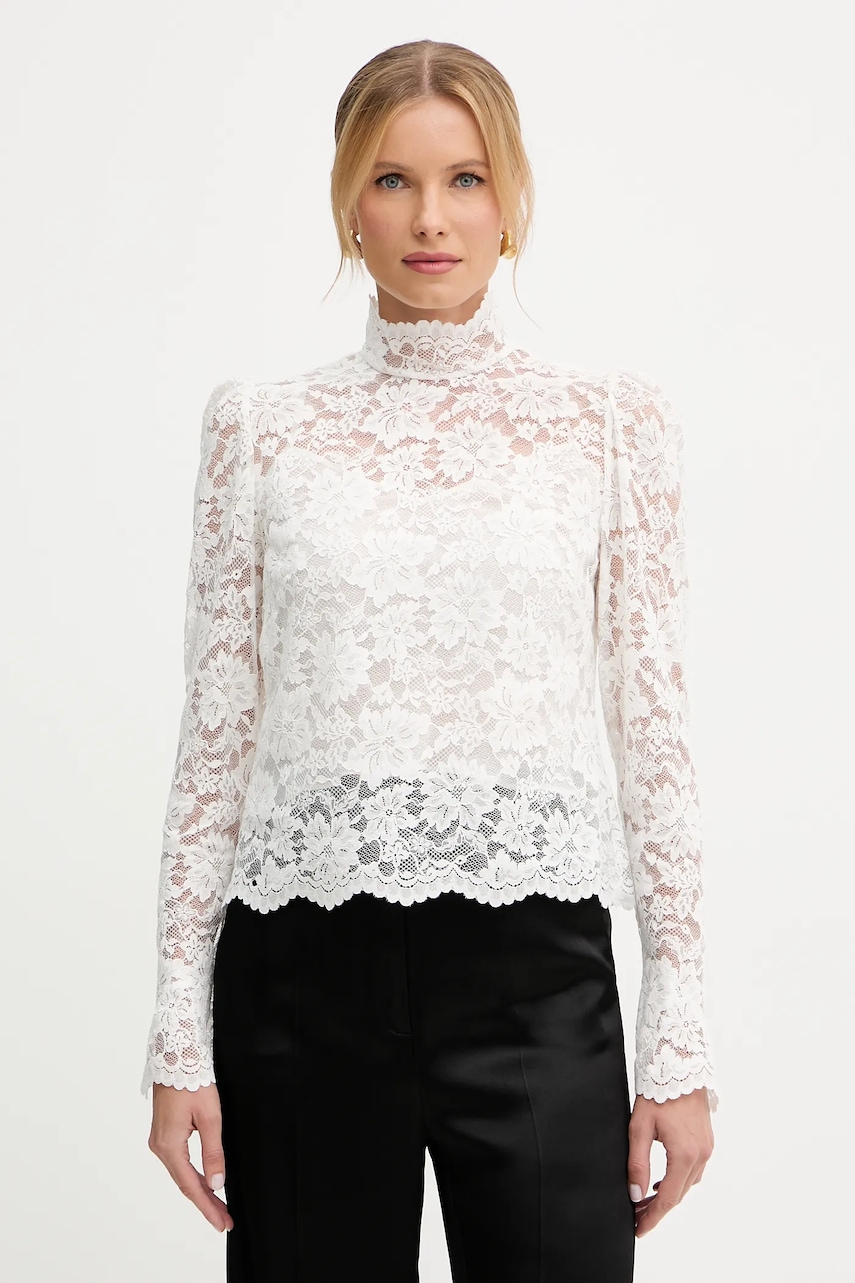 Luisa Spagnoli bluza culoarea alb, neted, 542594