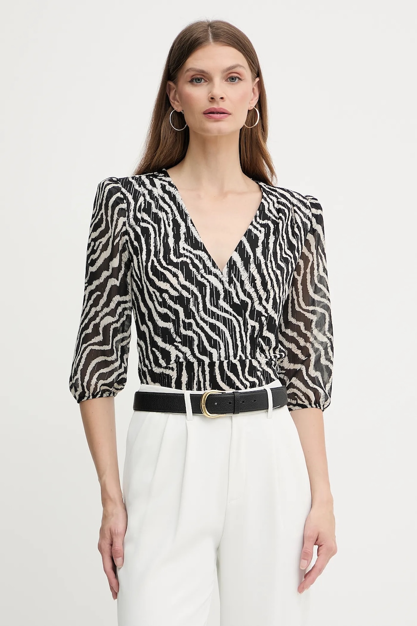 Morgan bluză culoarea negru, cu imprimeu, TRUDDY