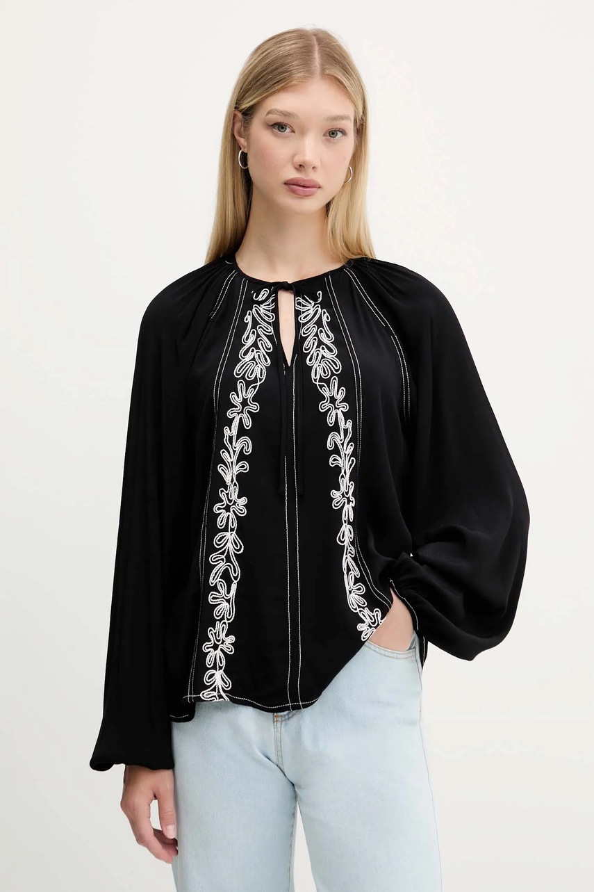 Desigual bluza TALLO culoarea negru, modelator, 25WWBW07