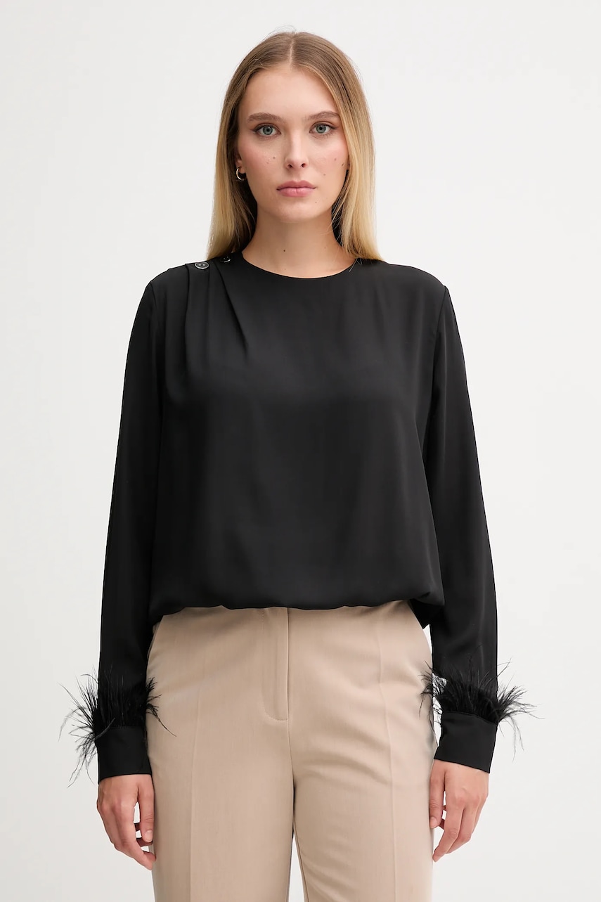 Gaudi bluză culoarea negru, uni, 521FD45032