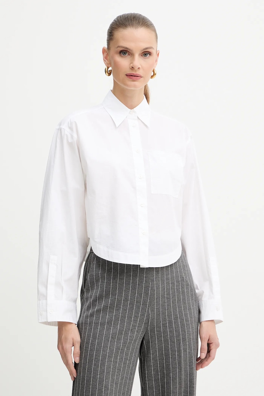 BOSS Orange cămașă din bumbac culoarea alb, cu guler clasic, regular, 50548402