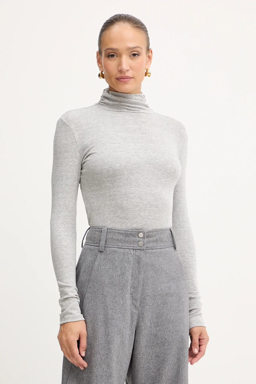 BOSS Orange longsleeve culoarea gri, cu guler, 50548098