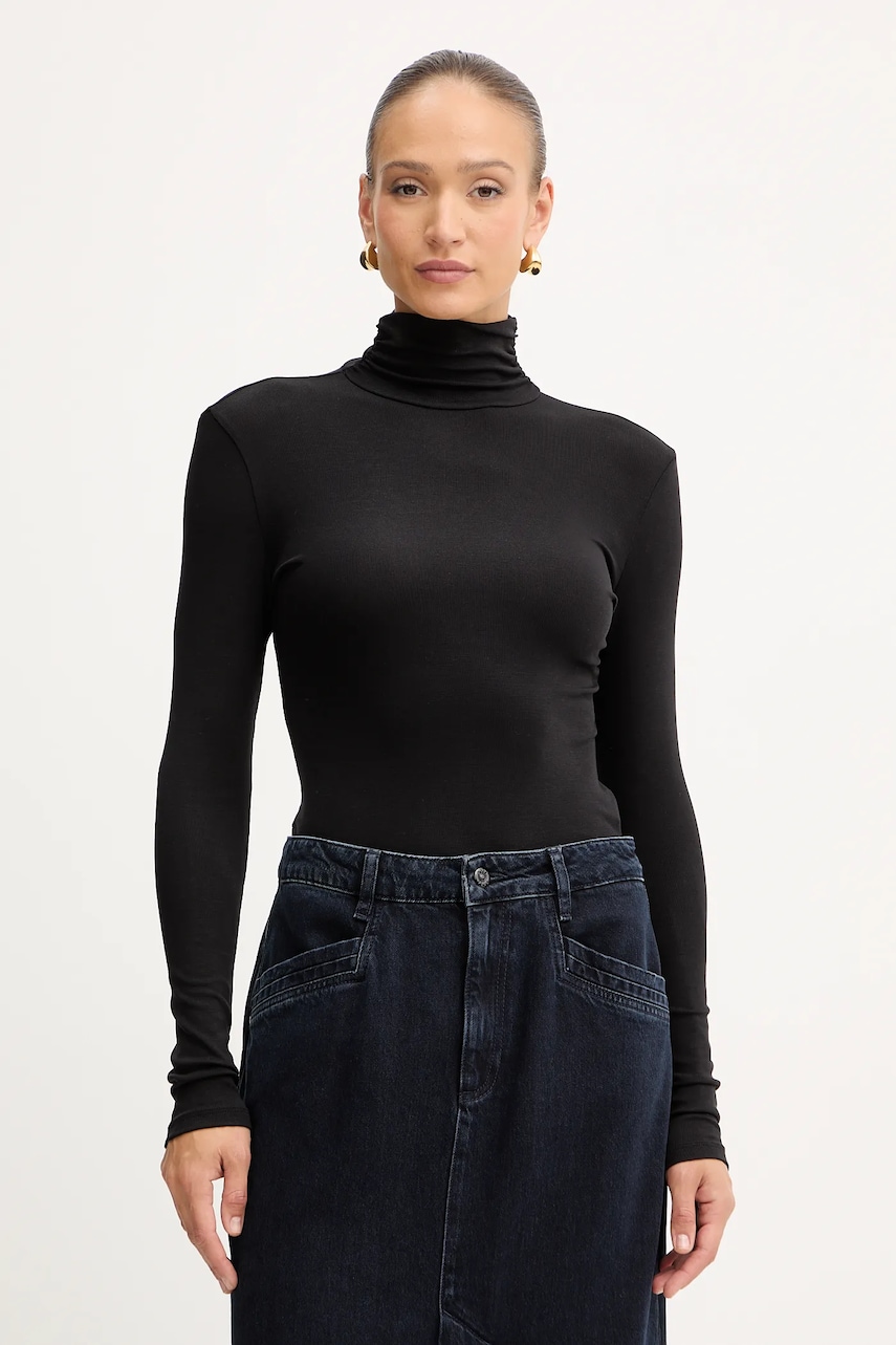 BOSS Orange longsleeve culoarea negru, cu guler, 50548098
