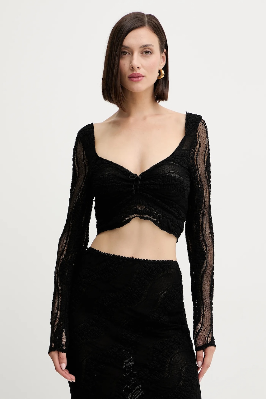 Charo Ruiz Ibiza bluză culoarea negru, uni, 257101