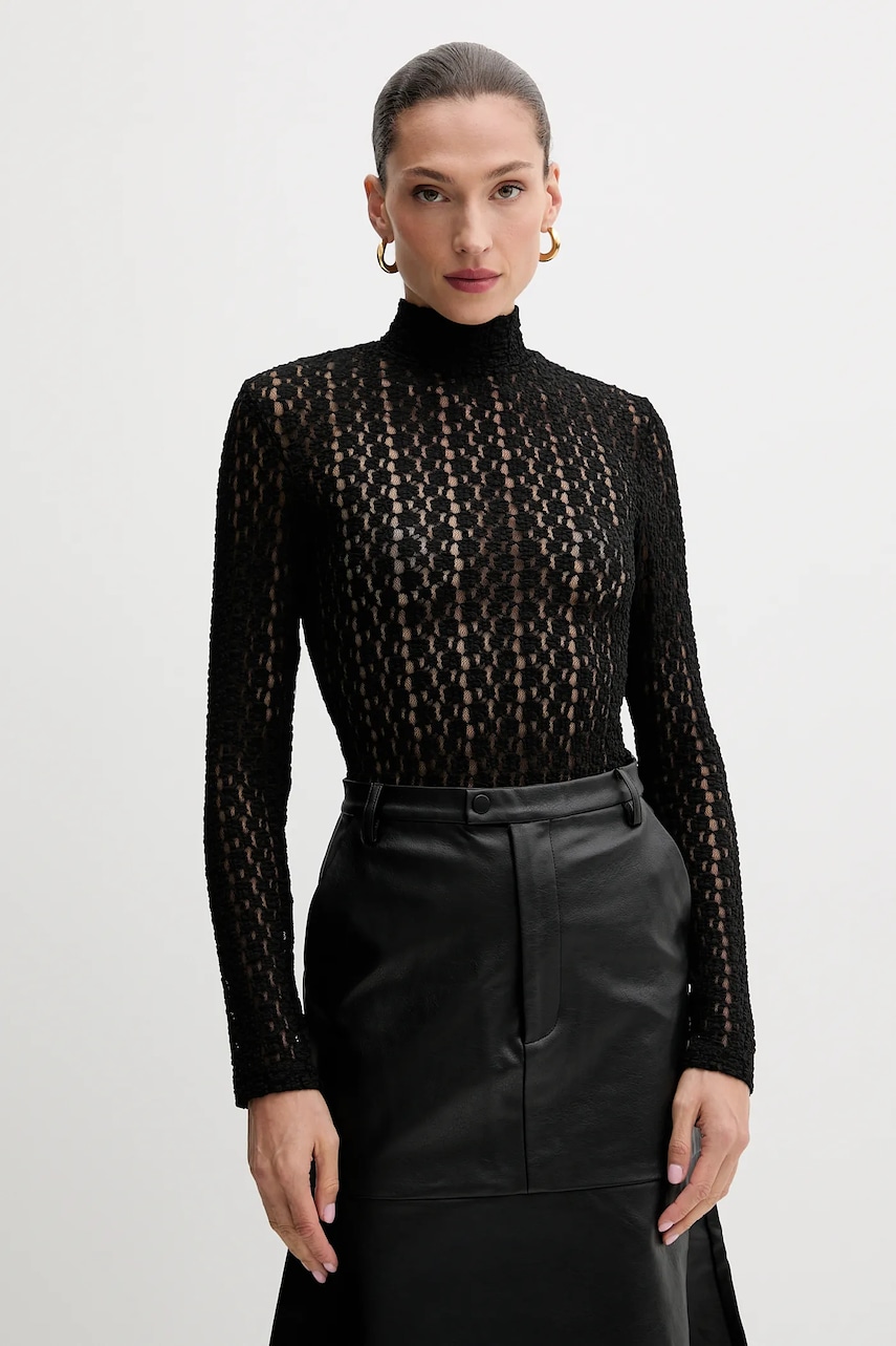 Bardot bluză culoarea negru, cu imprimeu, 57194TB1