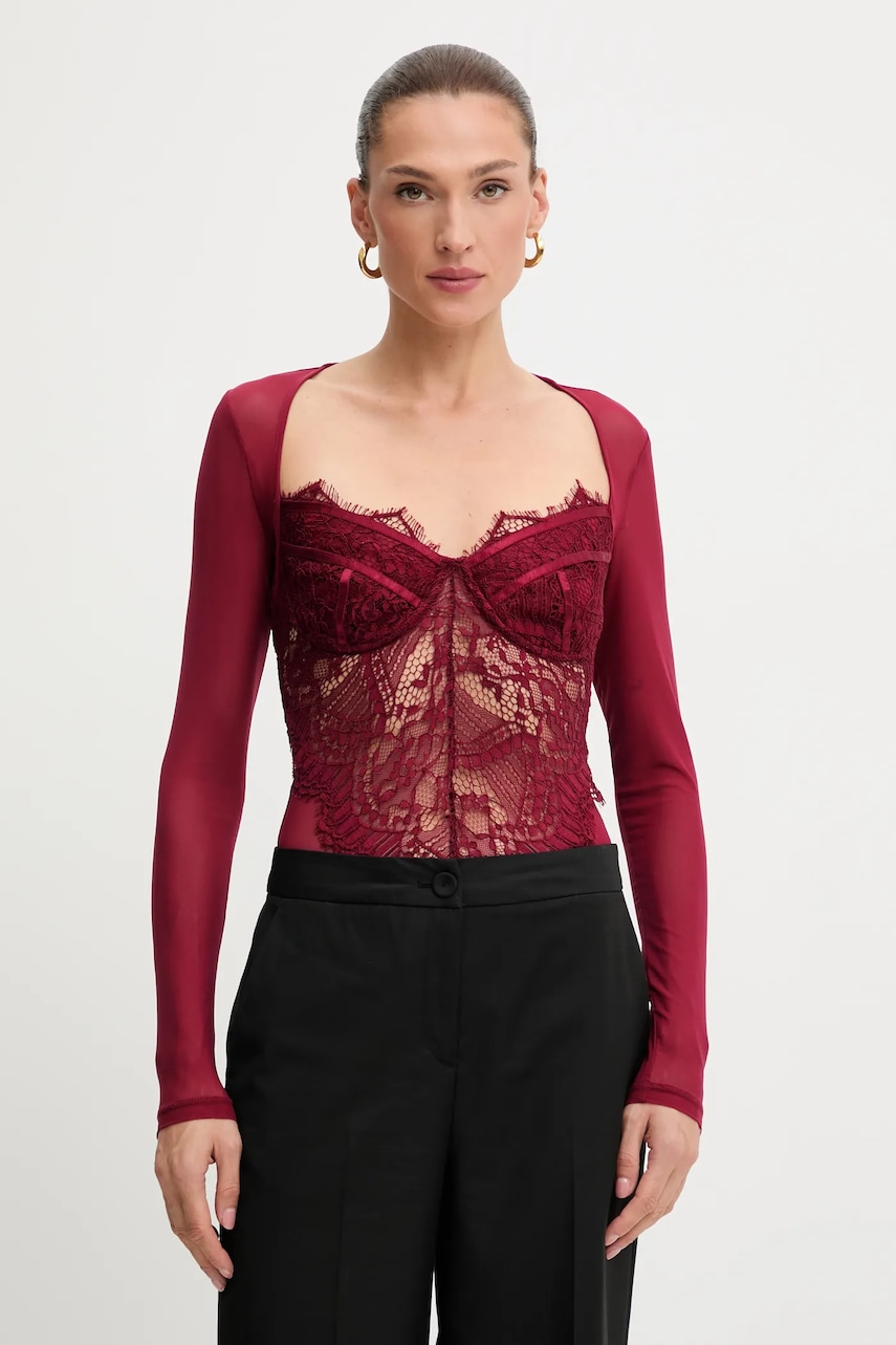 Bardot bluză culoarea negru, cu imprimeu, 51150TB3