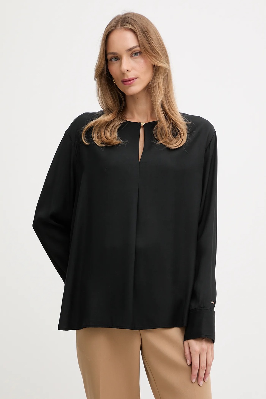 

Блуза Tommy Hilfiger дамска в черно с изчистен дизайн WW0WW47339, Черен