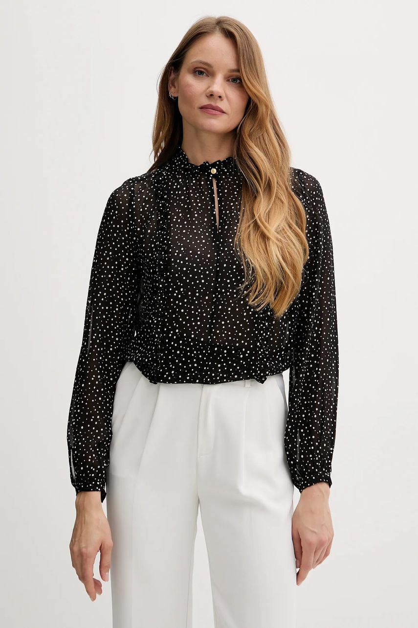 Levně Halenka Tommy Hilfiger dámská, černá barva, vzorovaná, WW0WW47494
