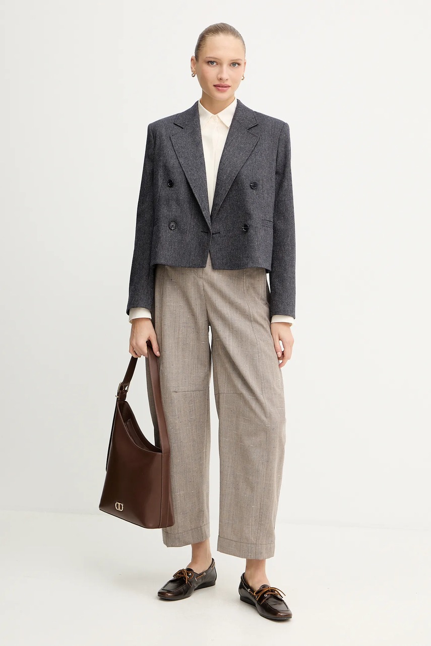 Рубашка с шерстью BOSS цвет бежевый regular классический воротник 50548399