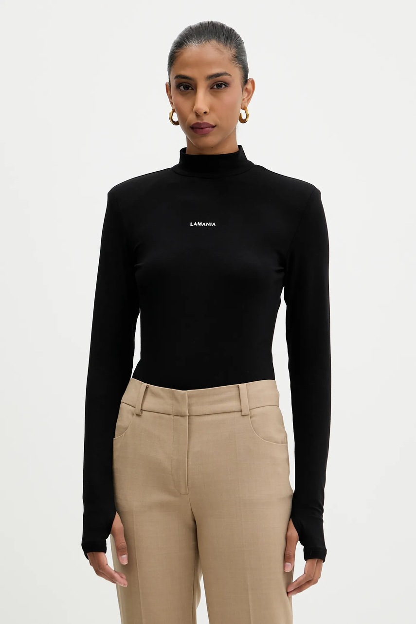 La Mania longsleeve culoarea negru, cu turtleneck, SLEEK