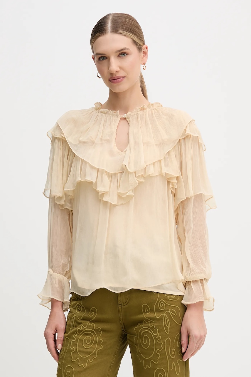 Hoss Intropia bluză culoarea bej, uni, 6282680