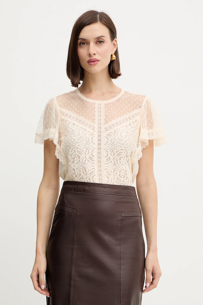 Morgan bluză culoarea bej, uni, DASHKA