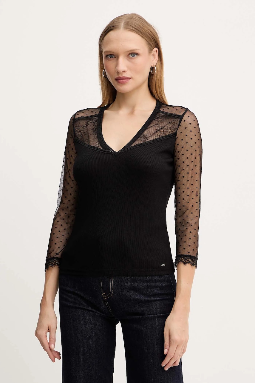 Morgan bluză culoarea negru, uni, THAISA