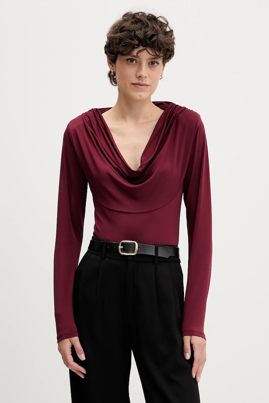 Pedro del Hierro bluză culoarea bordo, uni, 8622505 Pedro del Hierro bluză culoarea bordo, uni, 8622505