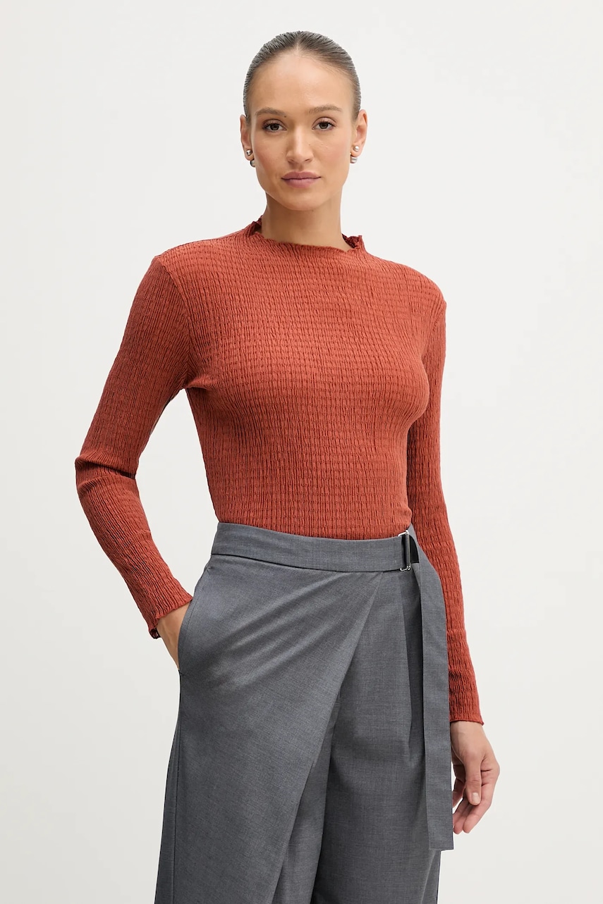 Pedro del Hierro bluză culoarea maro, uni, 8622511