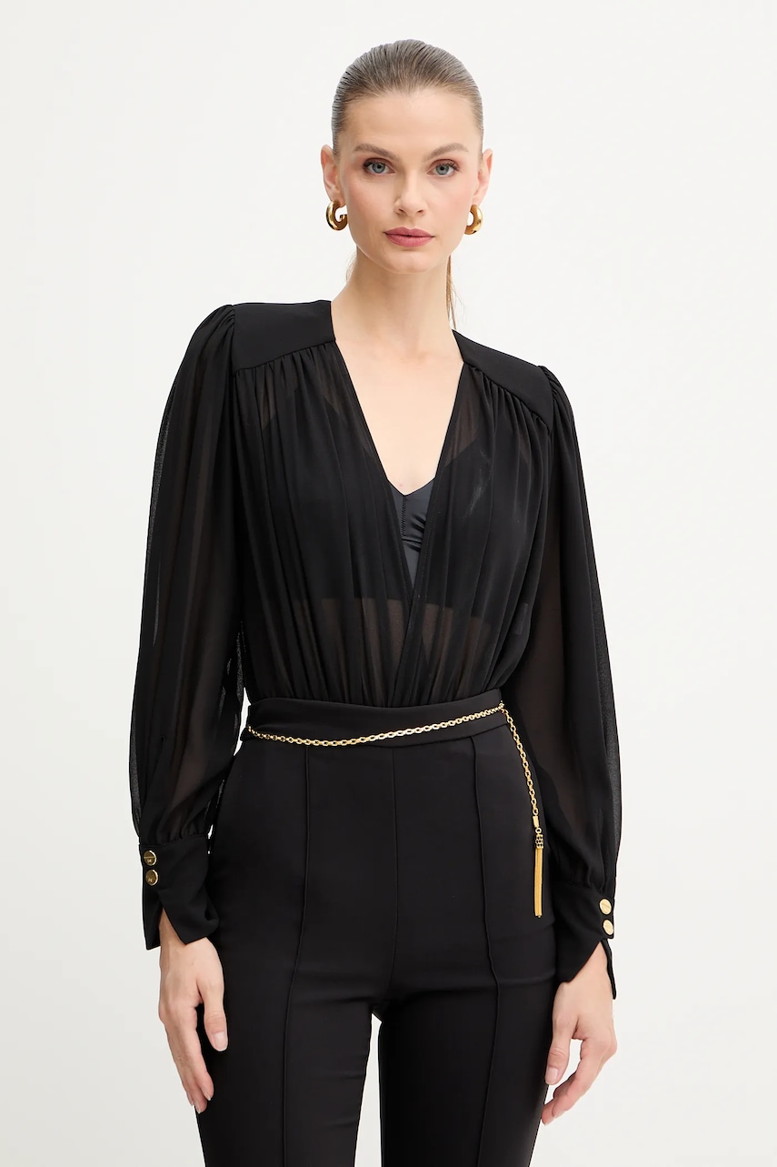 Elisabetta Franchi body culoarea negru, uni, CB00857E2