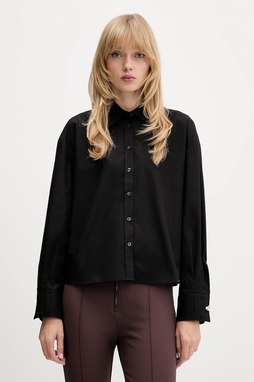 HUGO cămașă din bumbac culoarea negru, cu guler clasic, relaxed, 50550548