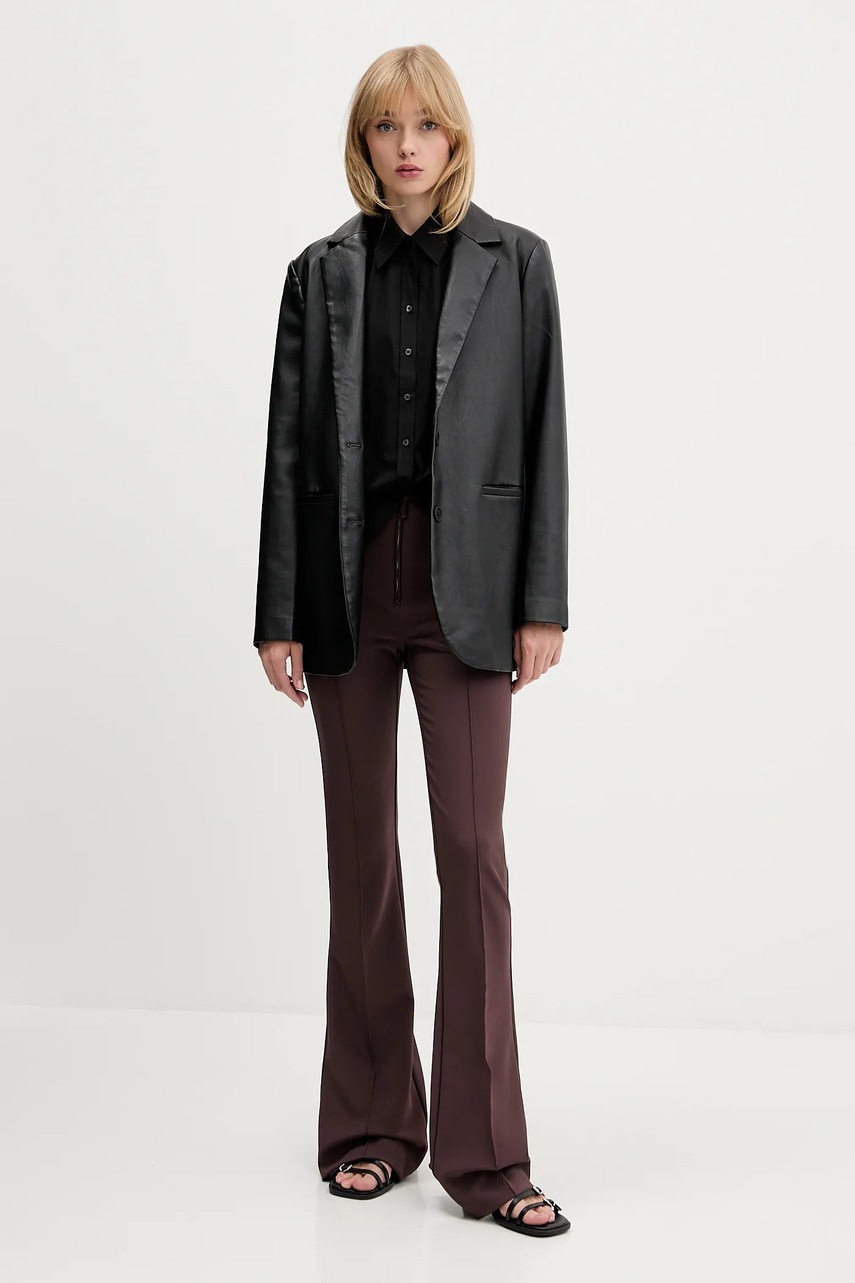 Хлопковая рубашка HUGO цвет чёрный relaxed классический воротник 50550548