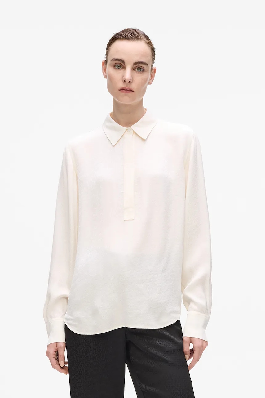 Karl Lagerfeld bluză culoarea alb, uni, A4W11012