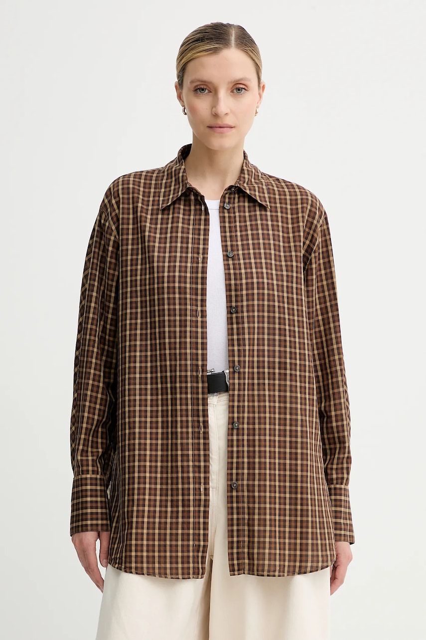 Marc O\'Polo cămașă din bumbac culoarea maro, cu guler clasic, relaxed, 508106242155