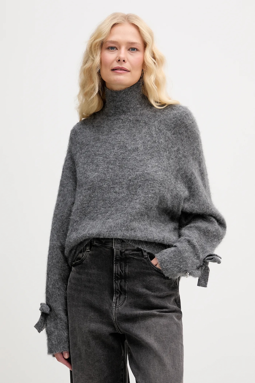 Aniye By pulover din amestec de lână culoarea gri, călduros, cu turtleneck, 181007