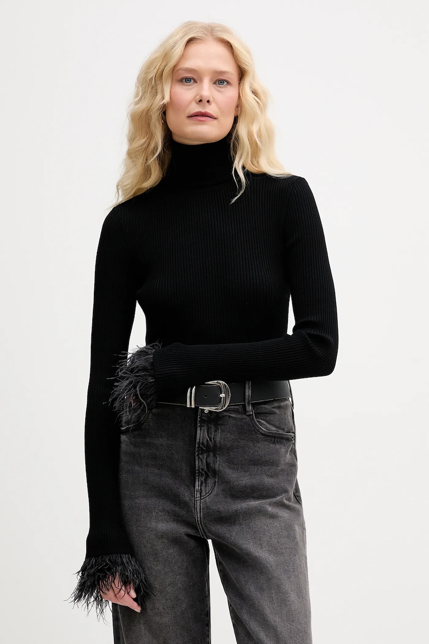 Aniye By pulover culoarea negru, light, cu guler, 181051