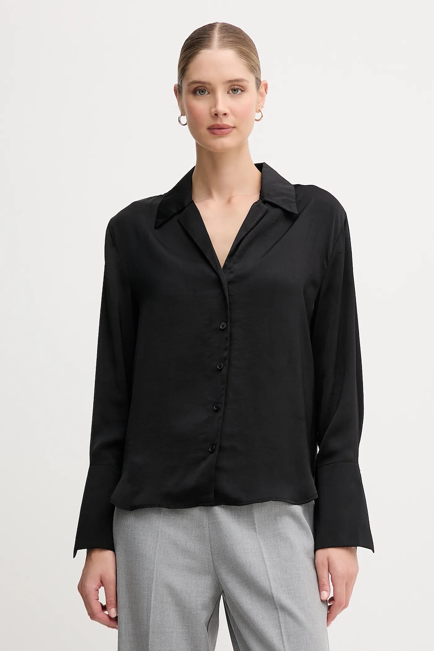 Dkny cămașă culoarea negru, cu guler clasic, regular, DJ5W2125