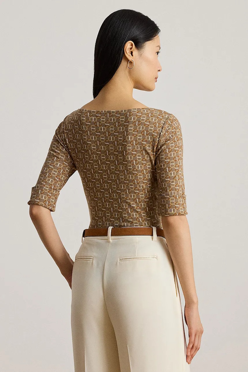 Блузка Lauren Ralph Lauren цвет коричневый узор 200980042 Блузка Lauren Ralph Lauren цвет коричневый узор 200980042